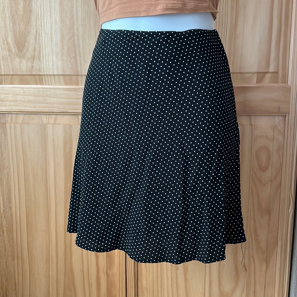 Brandy Melville Black White Polka Dot Mini Wrap Skirt